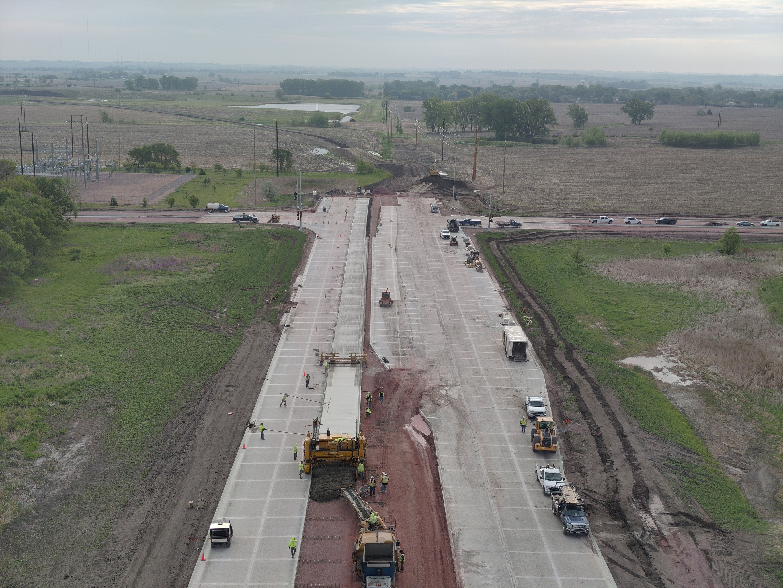 Aerial view of construction site between Southeastern Avenue and Sycamore Avenue.